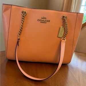 Coach Leather Bag, Pink/Salmon with Gold Accents, Never Used